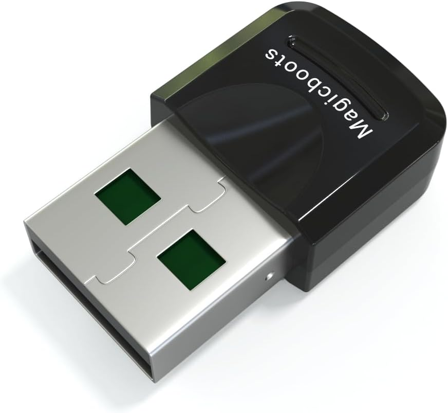 a small generic looking usb dongle with text saying "magicboots"